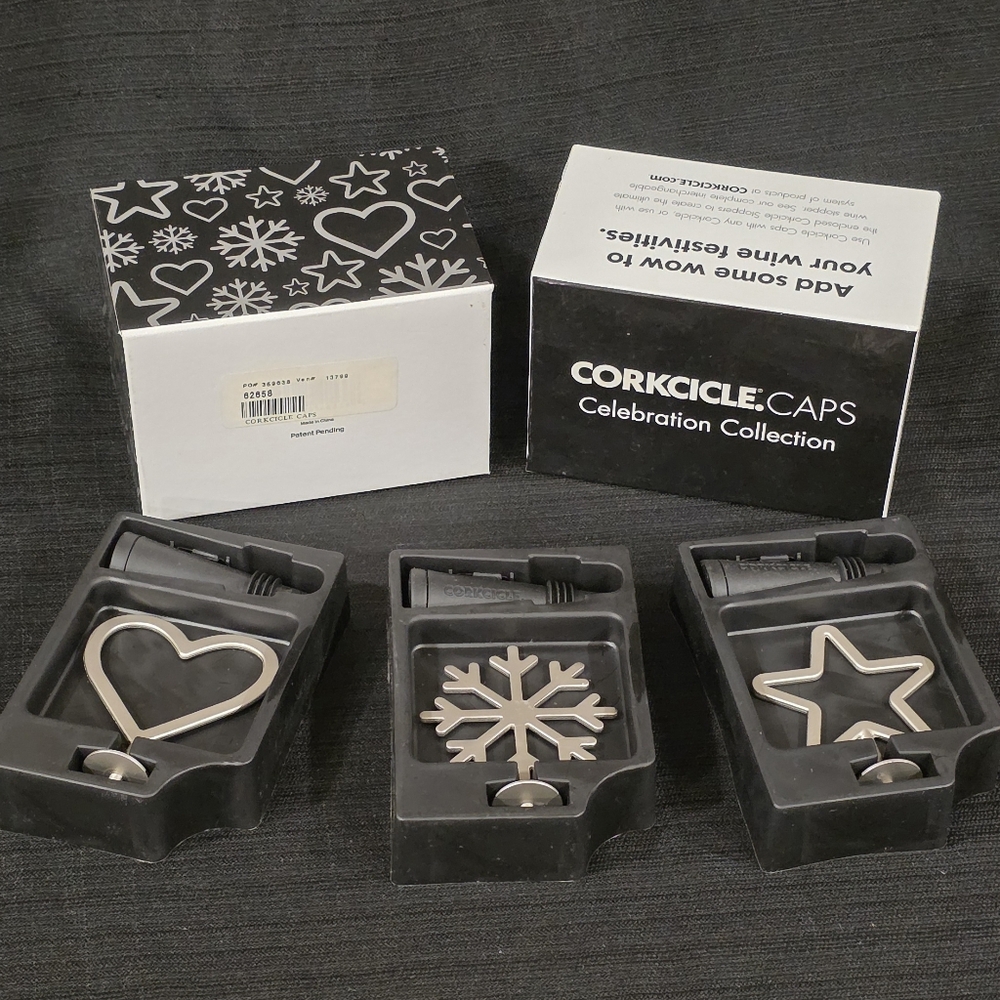 Corkcicle Celebration Collection Wine Caps - Heart, Snowflake, Star